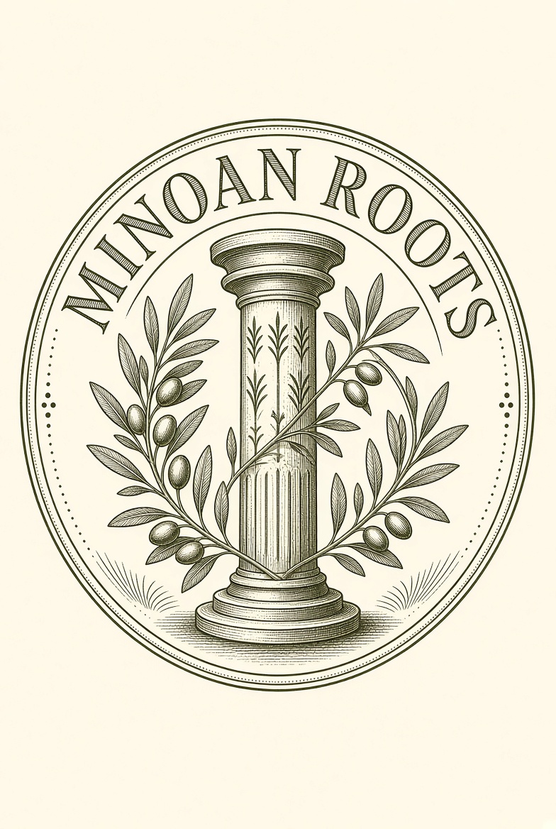 Minoan Roots circular badge