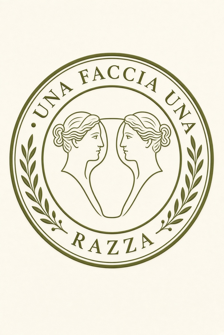 Una Faccia Una Razza seal in olive green